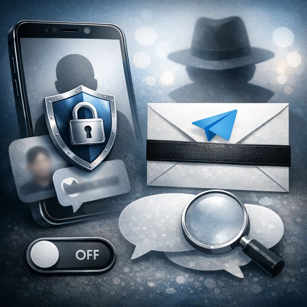 텔레그램 프로필 노출 제한 및 메시지 전달자 정보 숨기기 설정 화면