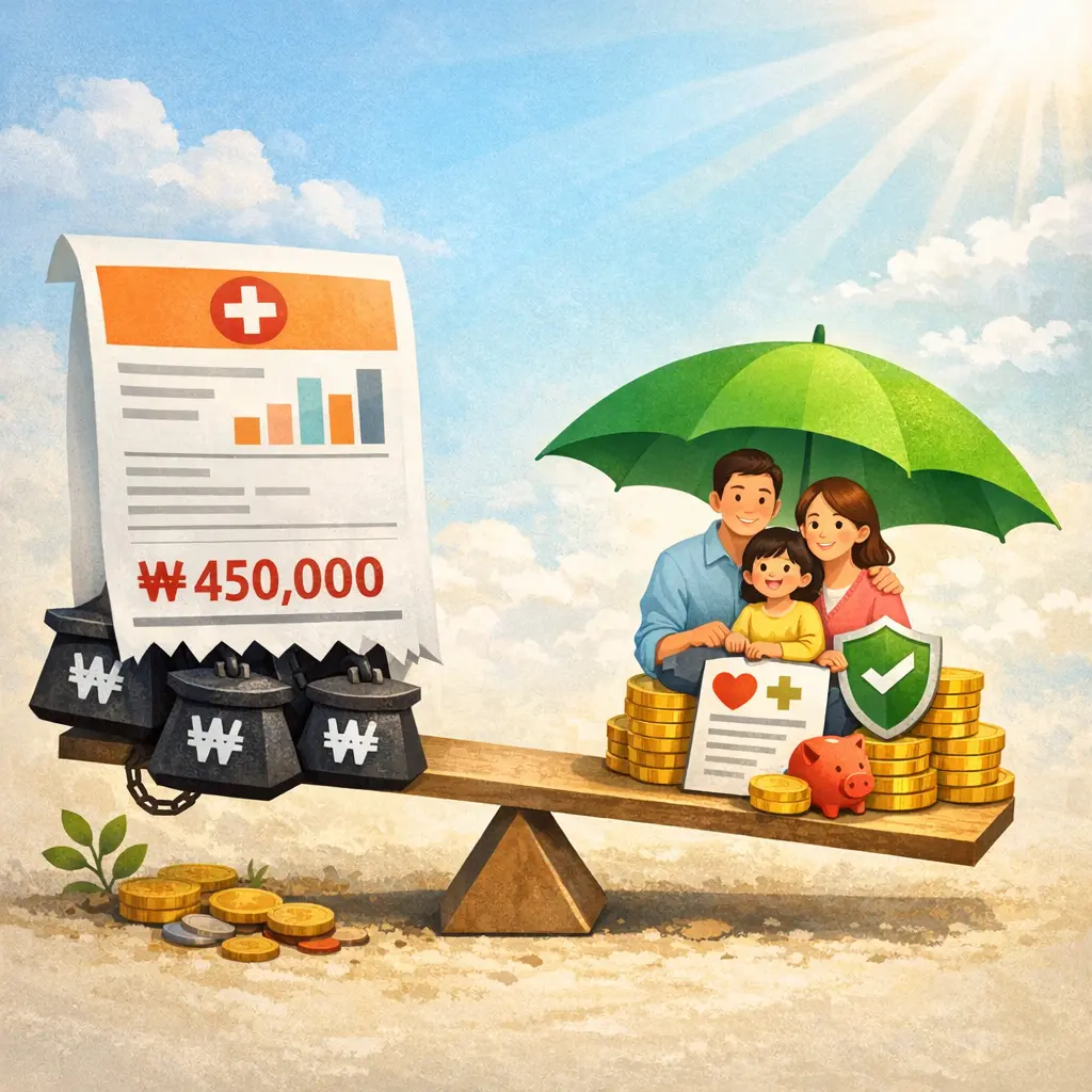 건강보험 임의계속가입 제도로 고지서 금액을 낮춰 경제적 부담을 더는 모습