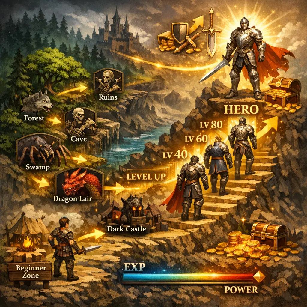 리니지 클래식 최적화된 사냥 경로와 캐릭터 성장을 시각화한 전략 가이드 이미지