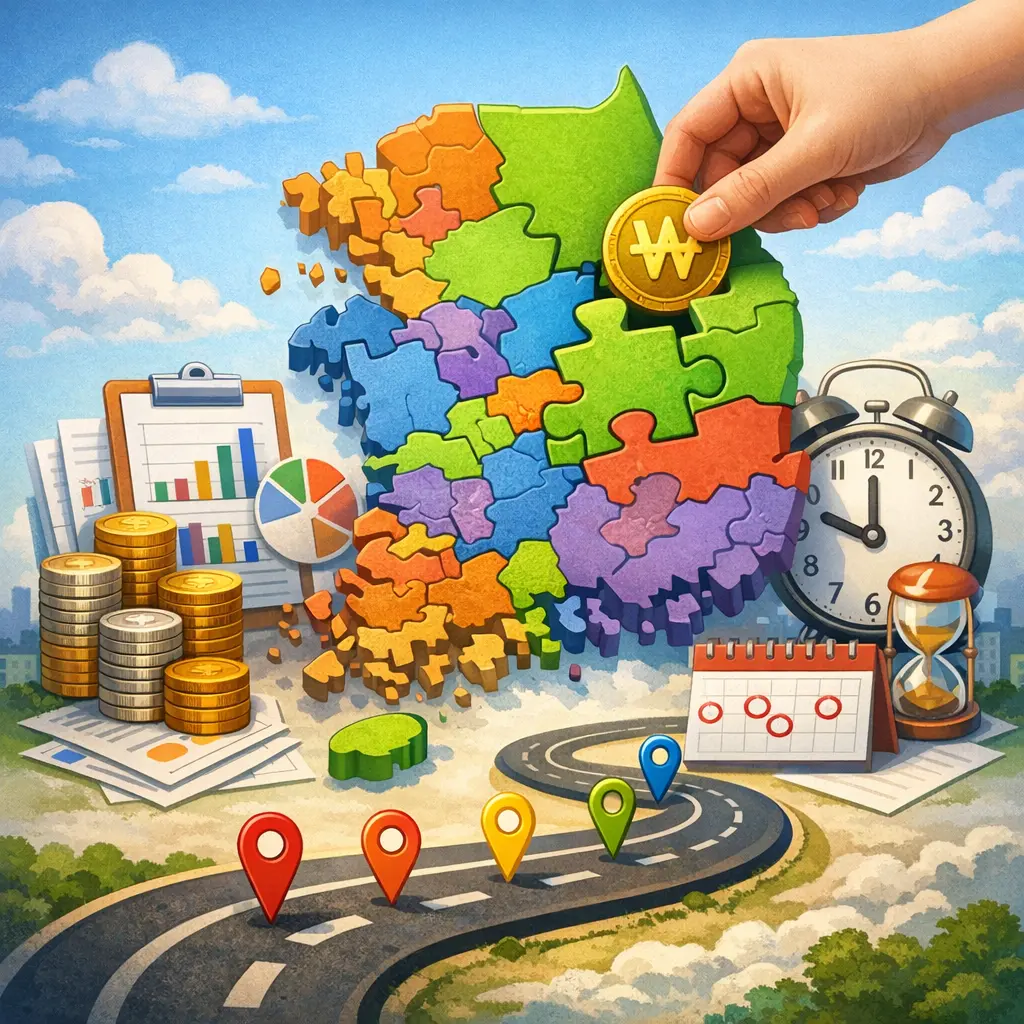 전국 광역·기초 지자체별 지원 예산 편성 현황과 접수 일정을 시각화한 인포그래픽 통계 자료 이미지