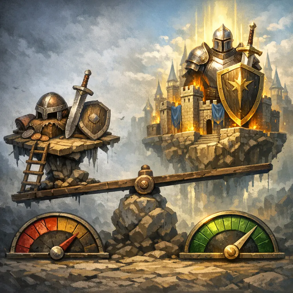 저자본 효율 장비 착용 상태와 권장 방어 수치 시각화 자료