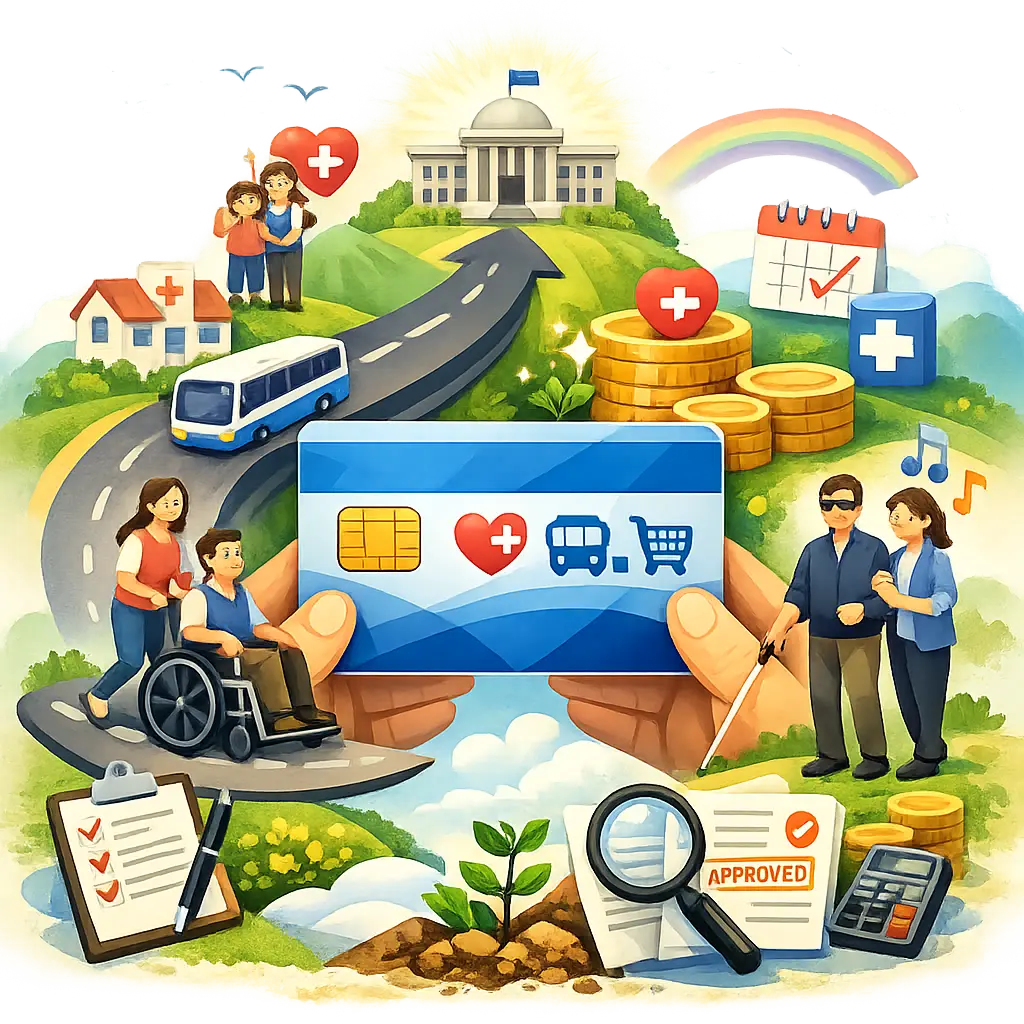 2026년도 개편된 장애인 복지 혜택 및 카드 신청 안내 인포그래픽