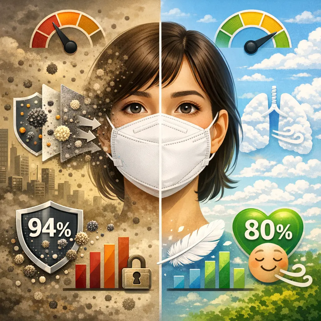 미세먼지 농도와 호흡 편의성을 고려한 KF94 및 KF80 보건용 마스크 맞춤형 선택 가이드 인포그래픽