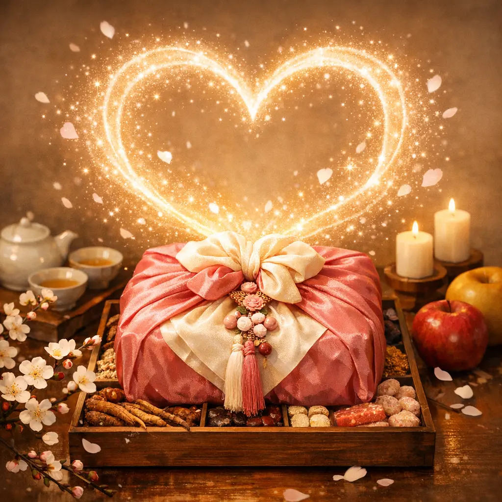 정성스러운 보자기 포장으로 마음을 담은 설날 효도 선물 세트 이미지