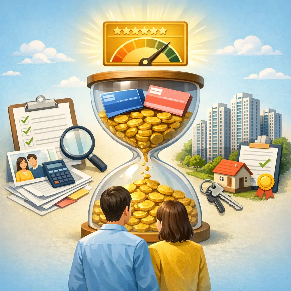 민영 아파트 신청 시 부부의 통장 기간을 합쳐서 가점을 인정받기 위한 세부 자격 요건 및 증빙 항목 안내 이미지