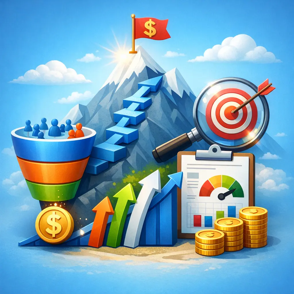 목표 수익 달성에 필요한 일별 유입량 및 전환 지표 시뮬레이션 차트