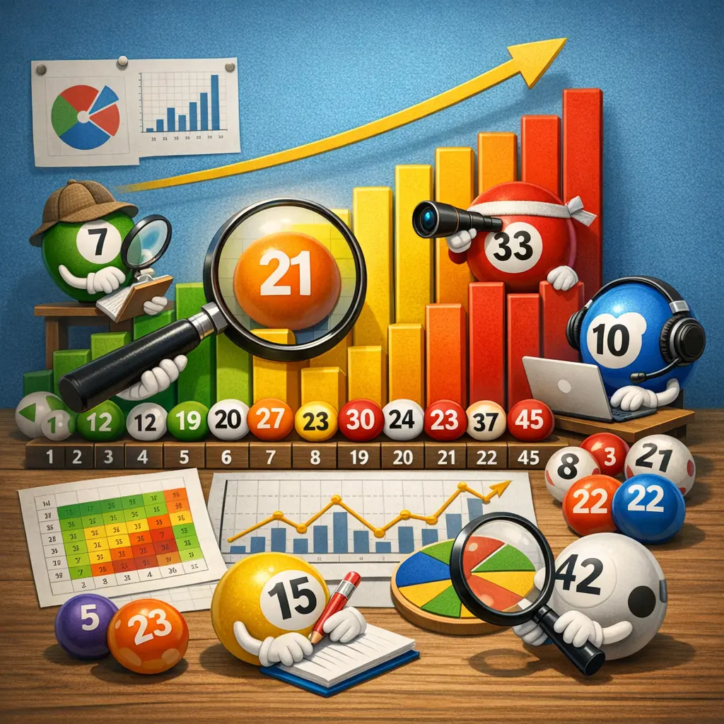 로또 번호별 출현 빈도를 분석한 통계 데이터 시각화 그래픽 이미지