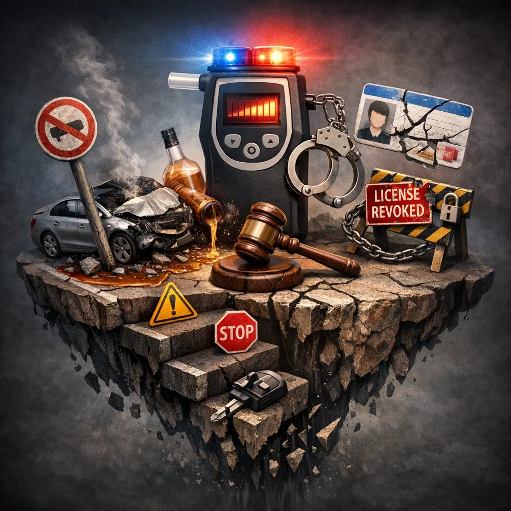 2026년 개정 법령에 따른 혈중알코올농도별 면허 행정처분 및 수위 요약 이미지